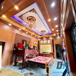 Trần Giật Cấp Gỗ Ốp Tường Lam Sóng