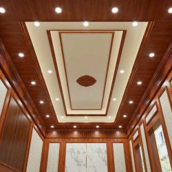 Trần Giật Cấp Kết Hợp Tấm PVC Giả Đá